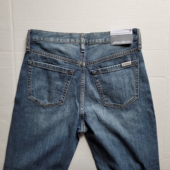 Eddie Bauer jeans Boyfriend high rise ankle stretch denim pants distressed new - Picture 7 of 16